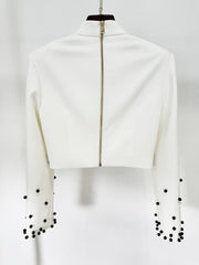 Studded crop top and column skirt set with shoulder pads – Zaidy