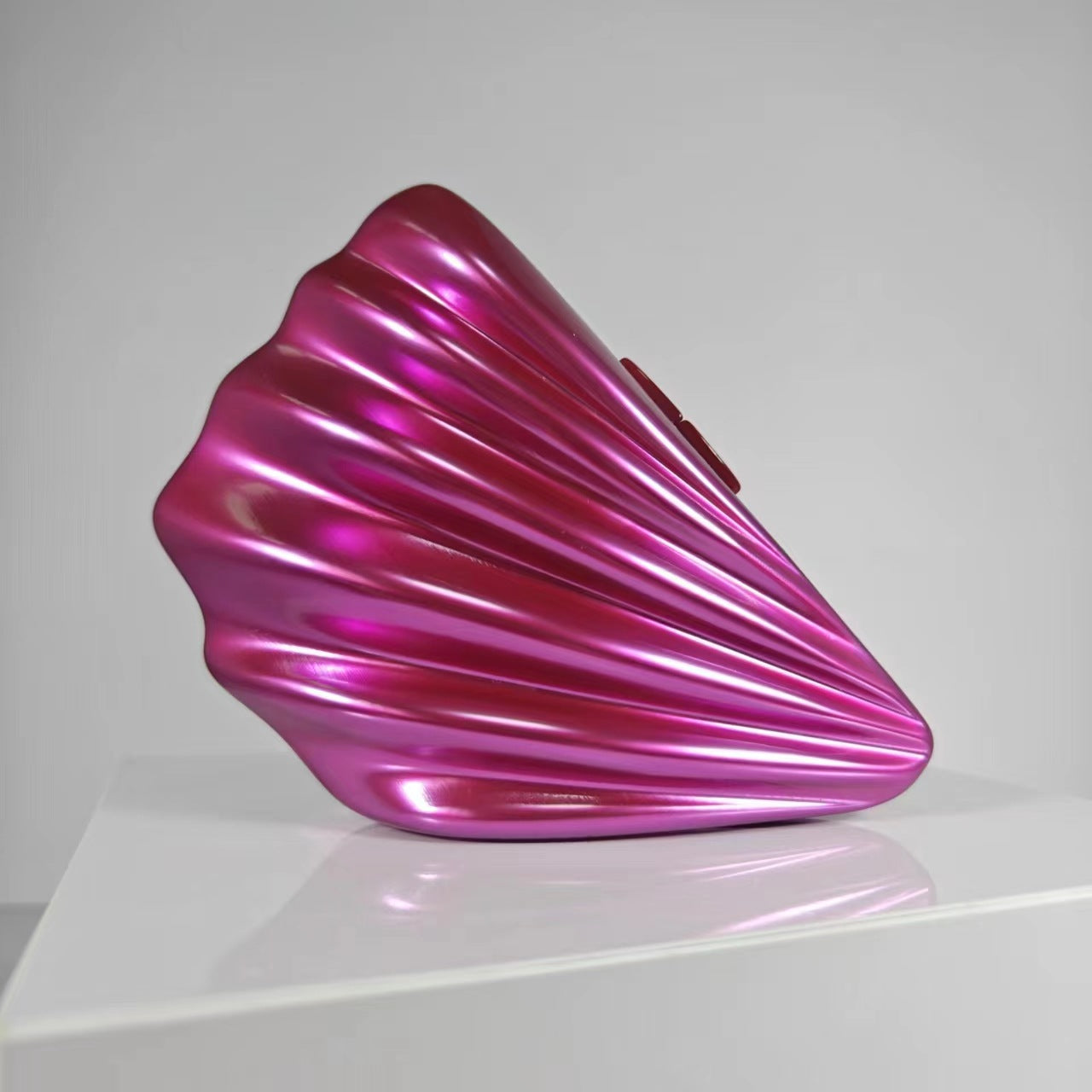 Metallic pleated box clutch with cat handle - Libby