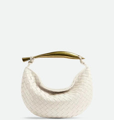 woven crescent shoulder bag with gold sculpted handle - KLLUONEL