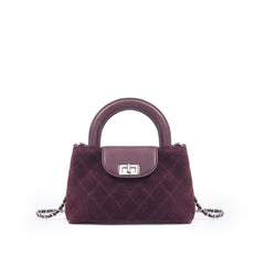 quilted suede top-handle bag with leather flap - TESSLA