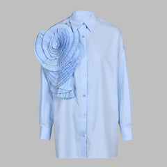 long-sleeve shirt with oversized pleated shoulder detail – Tavvi