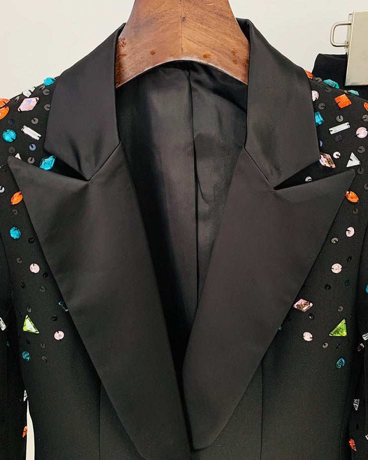 embellished tailored blazer suit with straight-leg pants – Fanckjh