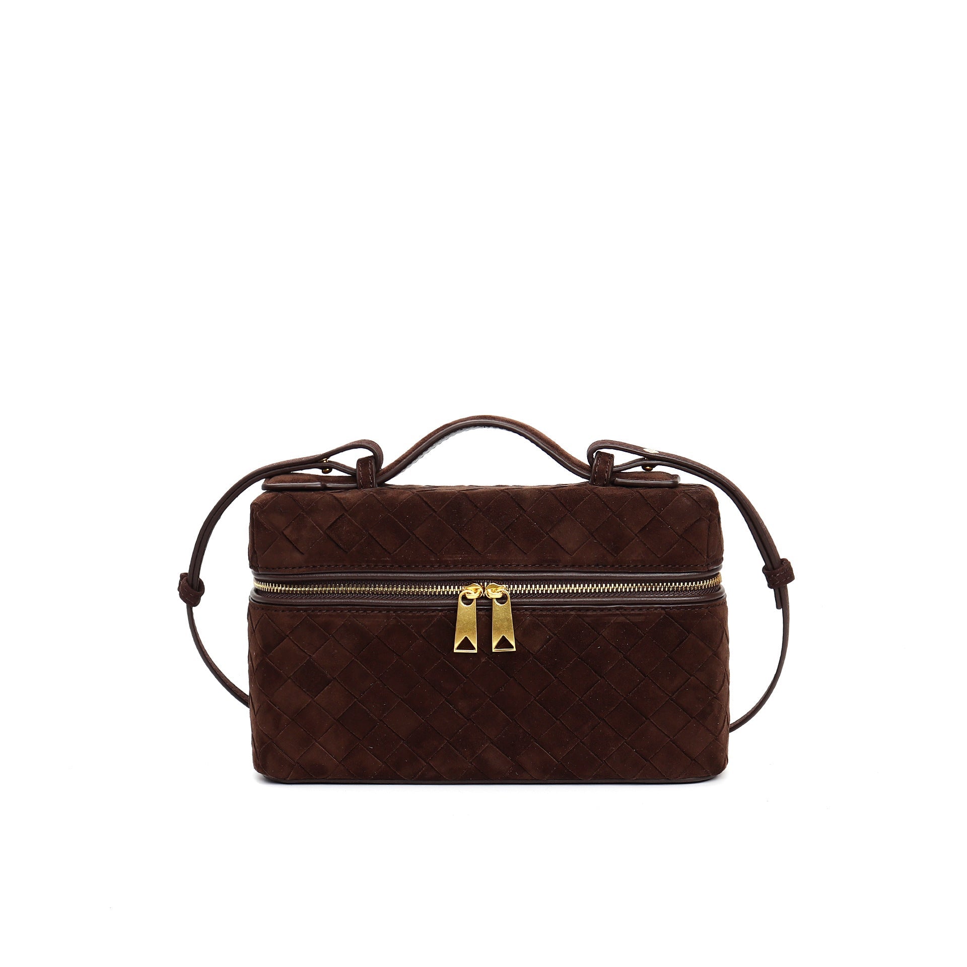 structured suede vanity bag with top handle - NOYA