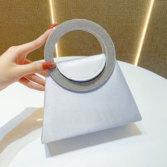 Evening bag with circular rhinestone handle - Dullgy