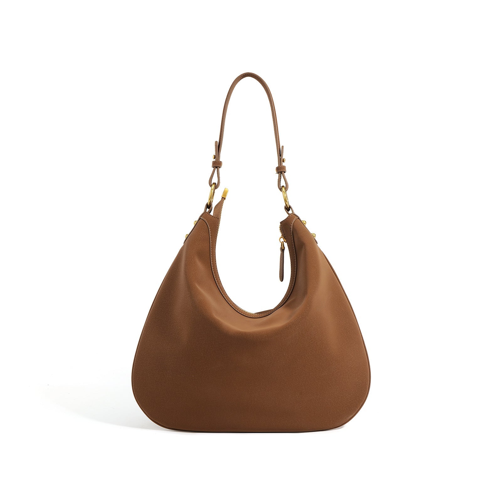 curved hobo shoulder bag with gold hardware - AXYA