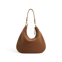 curved hobo shoulder bag with gold hardware - AXYA