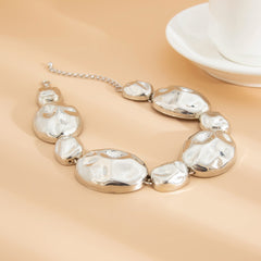 Chunky hammered oval necklace with organic links - Mastil