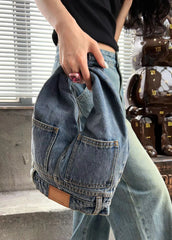 denim knot-handle shoulder bag - Tehzeeb
