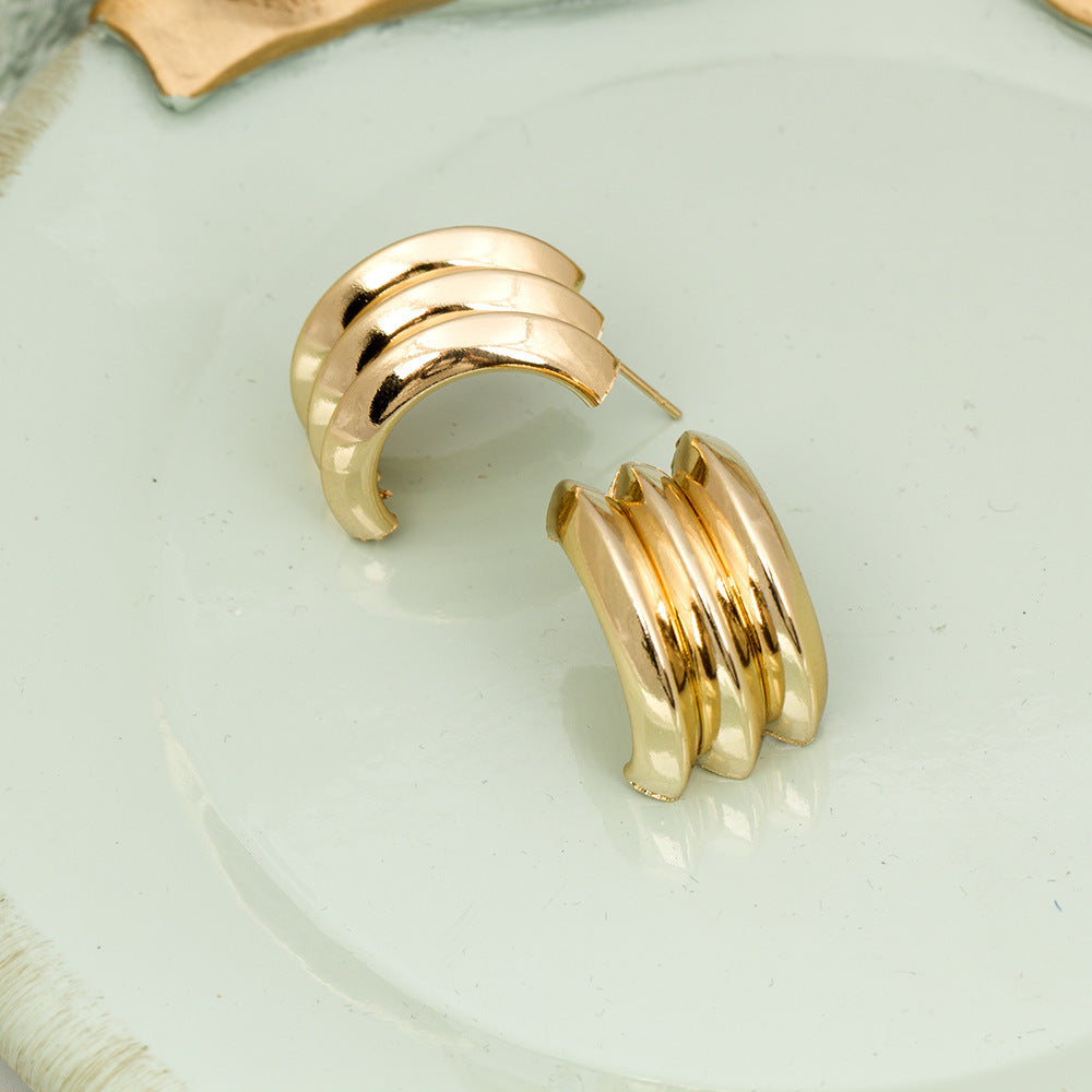 Chunky triple dome hoop earrings - Volki