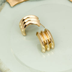 Chunky triple dome hoop earrings - Volki