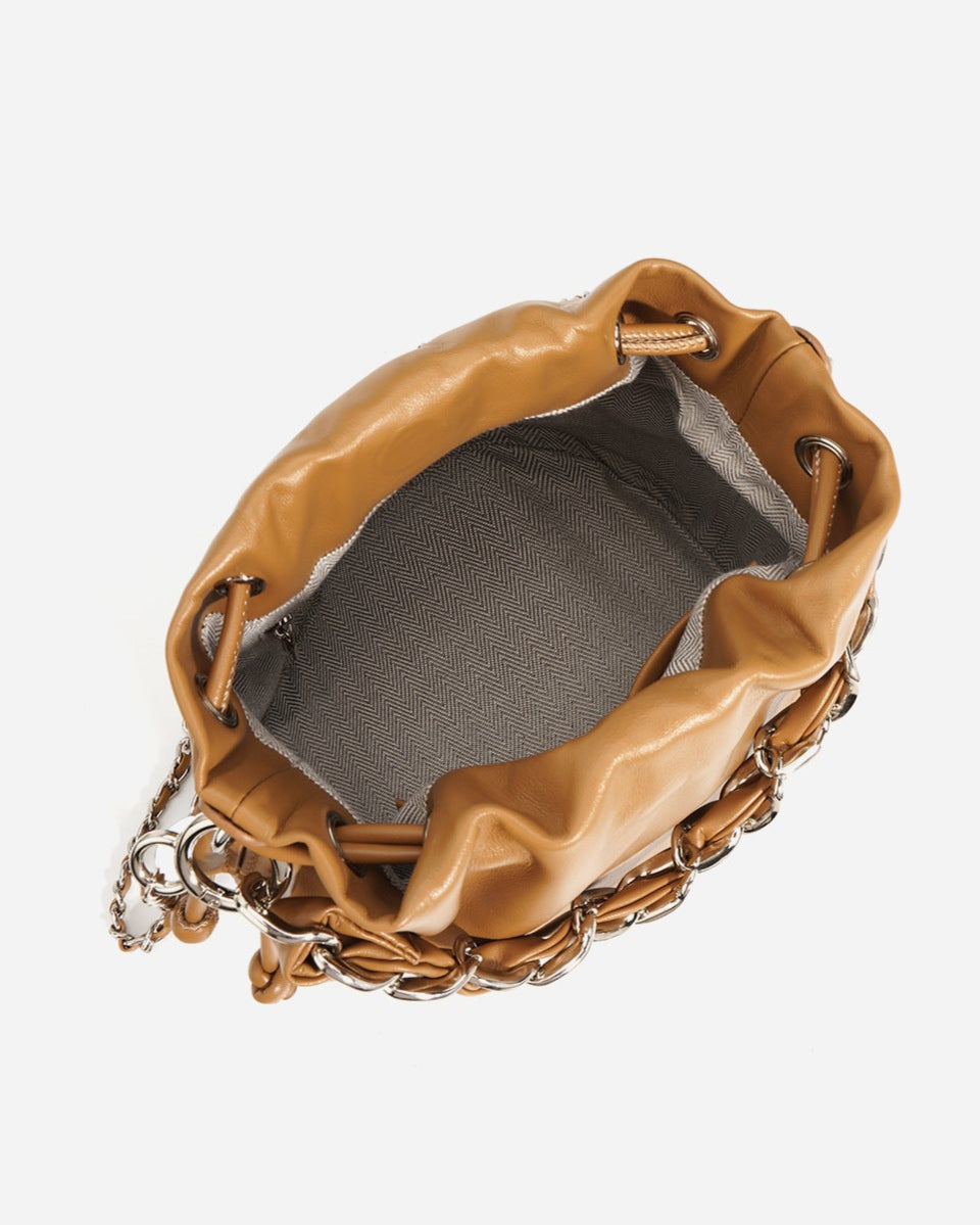 drawstring bucket bag with chunky chain handle – LUNZA