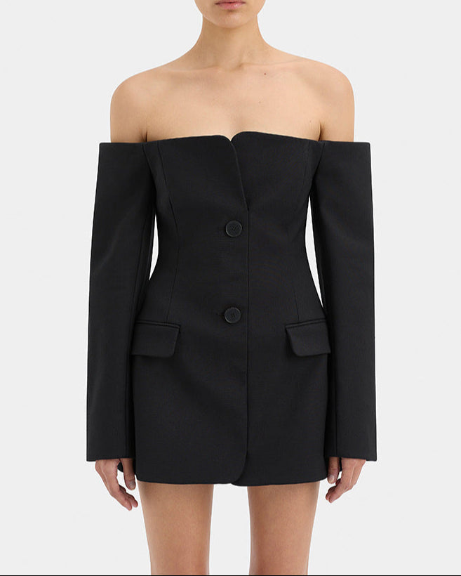 Off-shoulder tailored blazer dress - Lyrtu