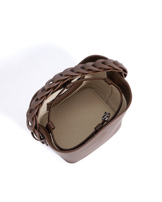 mini bucket bag with braided top handle - LUXA