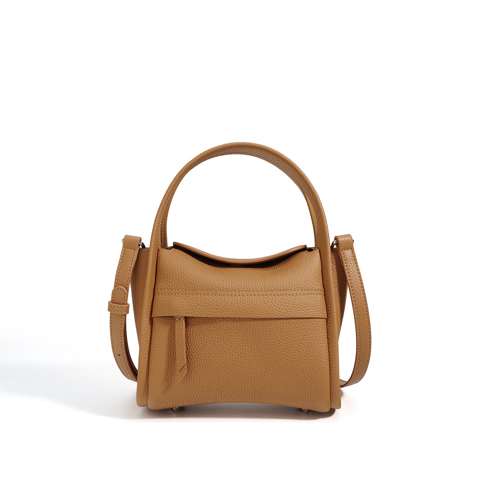 structured grainy leather top handle bag with detachable strap - MIRJA