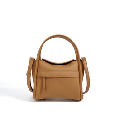 structured grainy leather top handle bag with detachable strap - MIRJA