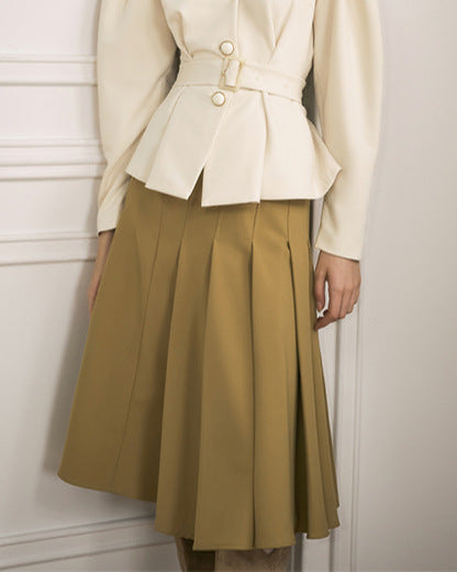 High-waisted A-line skirt with soft pleats – Nitlu