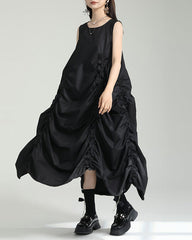 sleeveless gathered bubble-hem dress with side ruching - ORLA