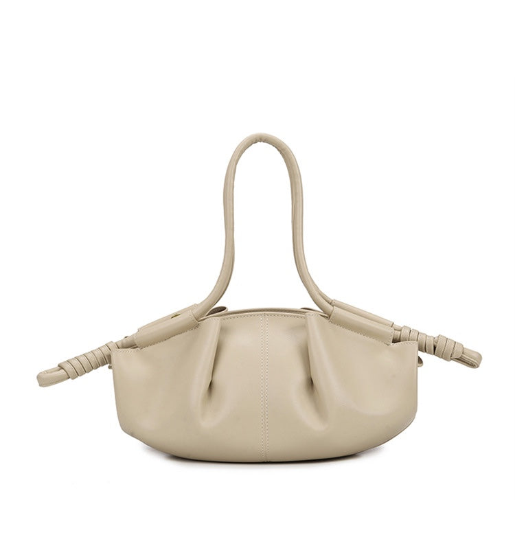 ruched crescent bag with knotted handles – NYRA