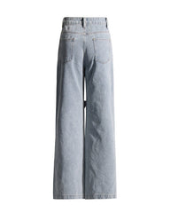 High-waisted denim pants with floral embroidery - Fusni