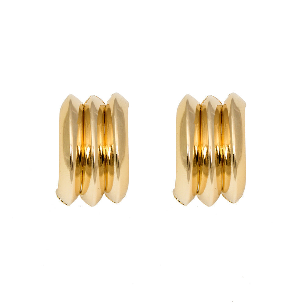 Chunky triple dome hoop earrings - Volki