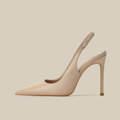 Pointed-Toe Leather Slingback Pumps – CAMILLE