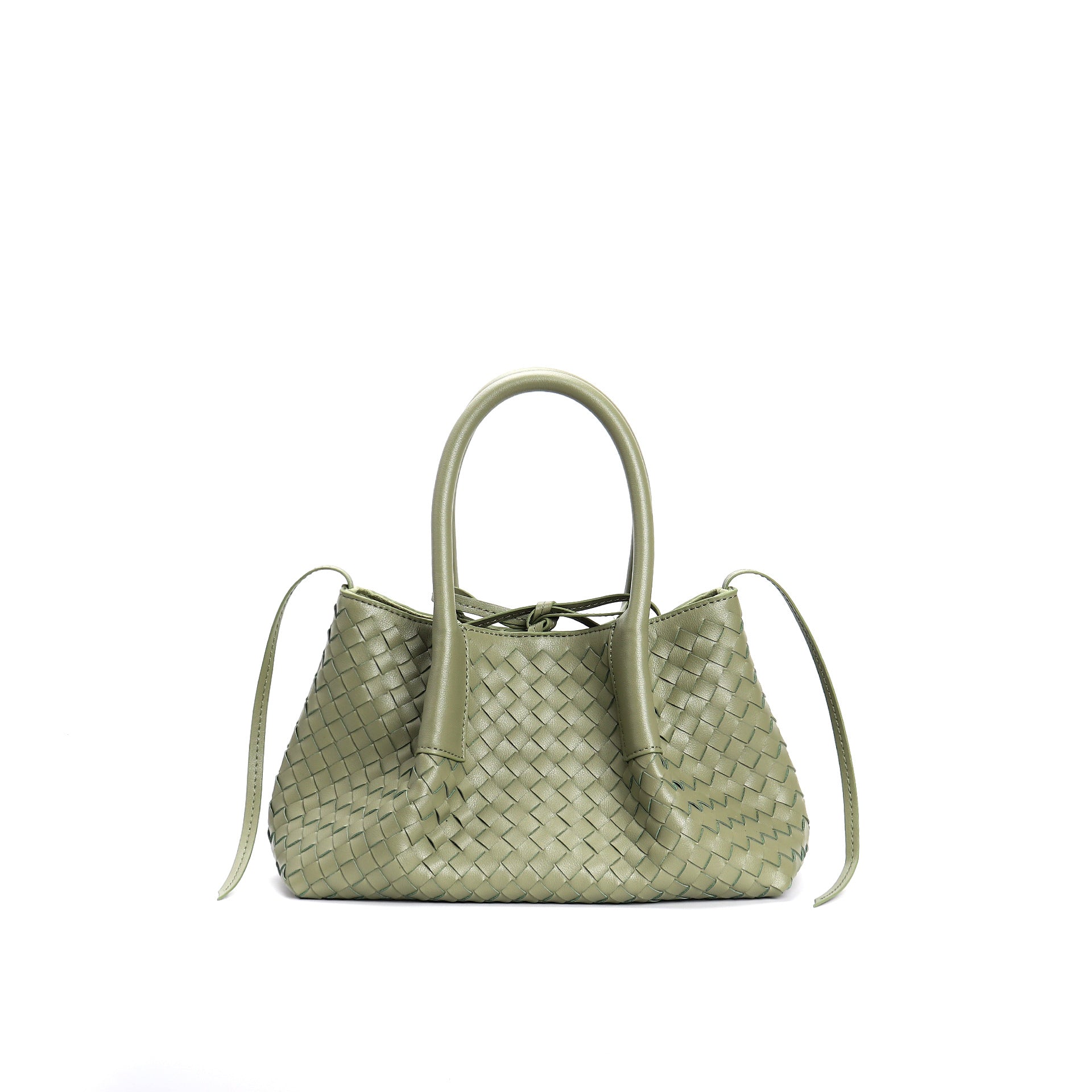woven leather mini tote bag with tie closure - LIQTA