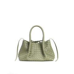 woven leather mini tote bag with tie closure - LIQTA