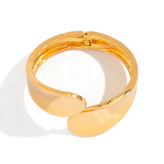 smooth gold cuff bracelet with curved teardrop ends – SOLA