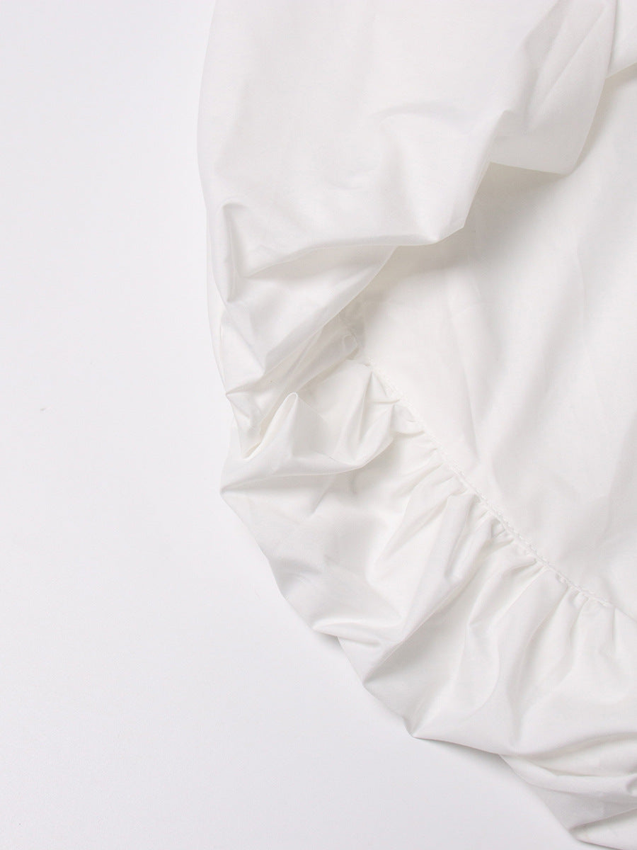 long-sleeve cropped blouse with ruched hem - Fenok