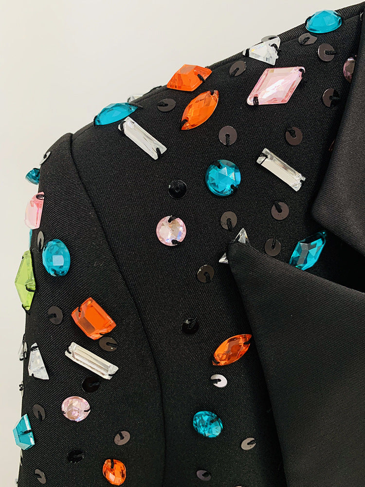 embellished tailored blazer suit with straight-leg pants – Fanckjh