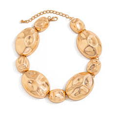 Chunky hammered oval necklace with organic links - Mastil