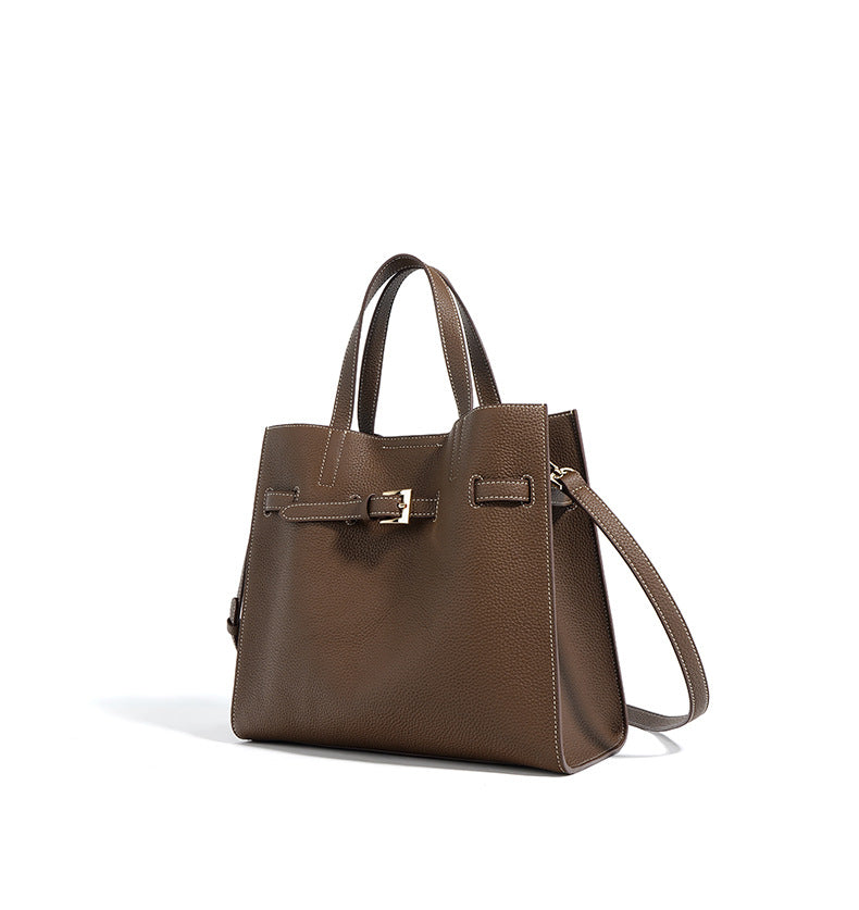 structured tote bag with buckle strap detail – SAVANNA