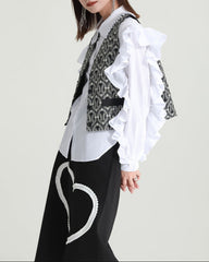 Short jacquard jacket with heart patch - Nurni