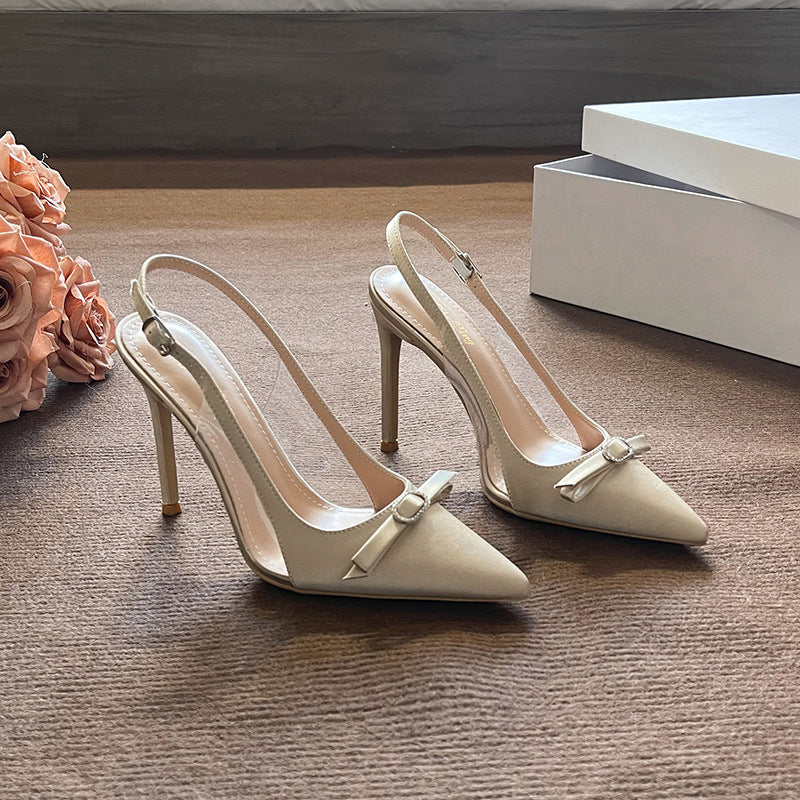 Satin Bow Slingback Stiletto Pumps – NOIDS