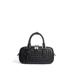 mini woven top-handle bag with lock charm - RIVKA