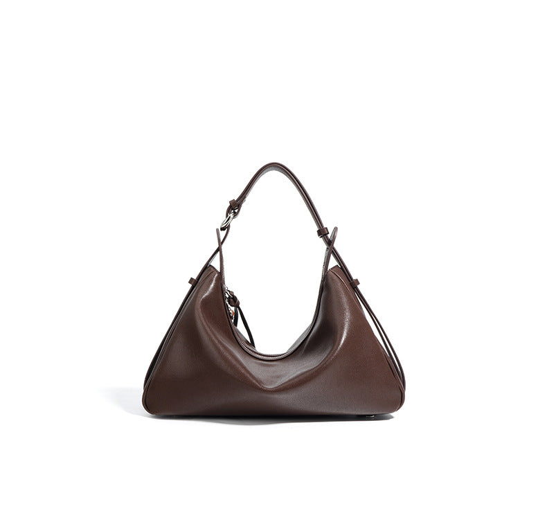 crescent shoulder bag with tie straps – MOCHA