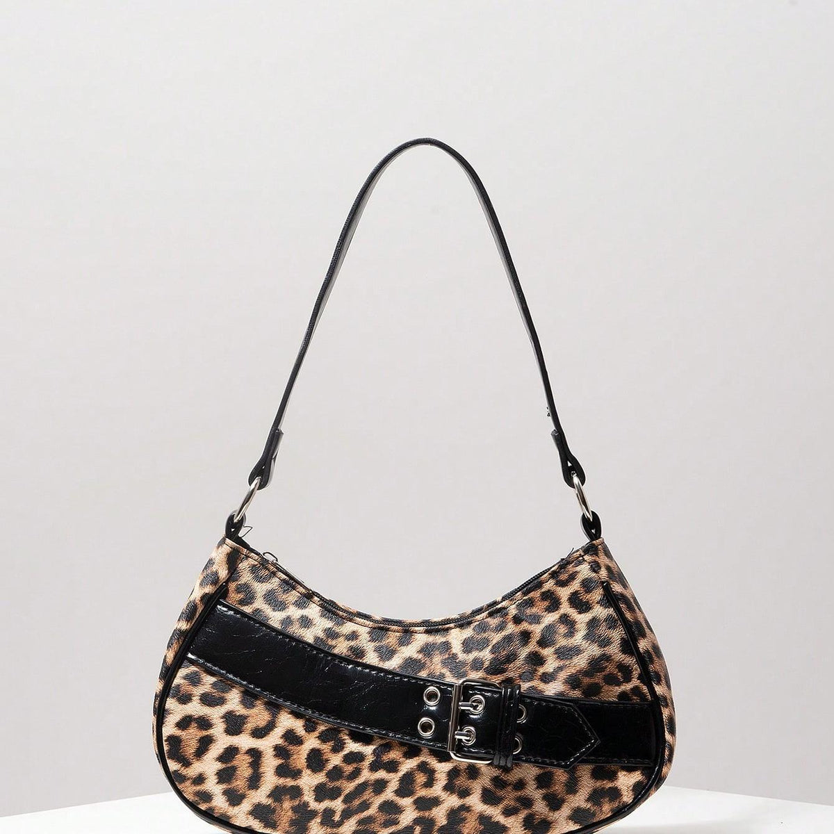 crescent shoulder bag with buckle belt accent - Vynda