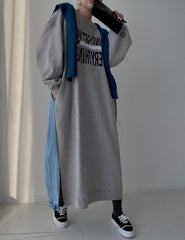 oversized sweatshirt dress with text print – Faeiqa