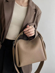 pebbled leather shoulder bag with structured top handle – SIENA