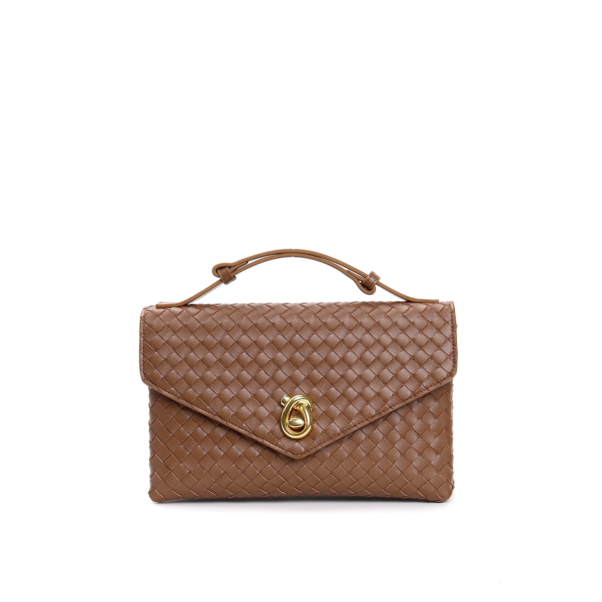 woven leather top-handle mini bag with twist lock - CEZENA