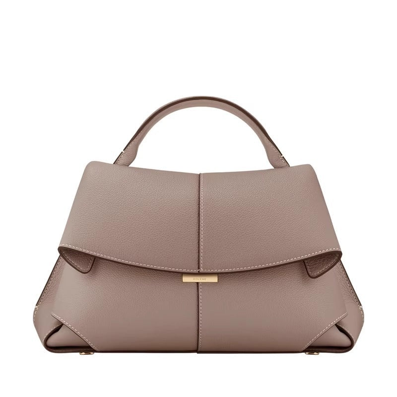 folded flap leather top-handle bag – VERA