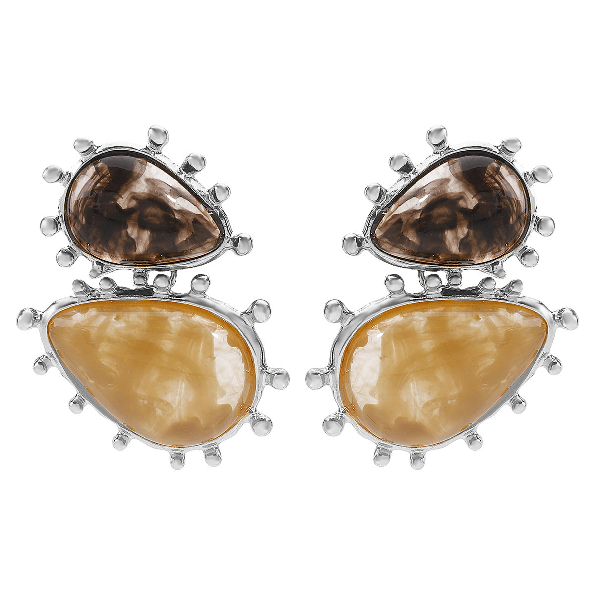 double teardrop earrings with marbled resin - RAYAX