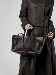 structured leather tote with double handle – NOIW