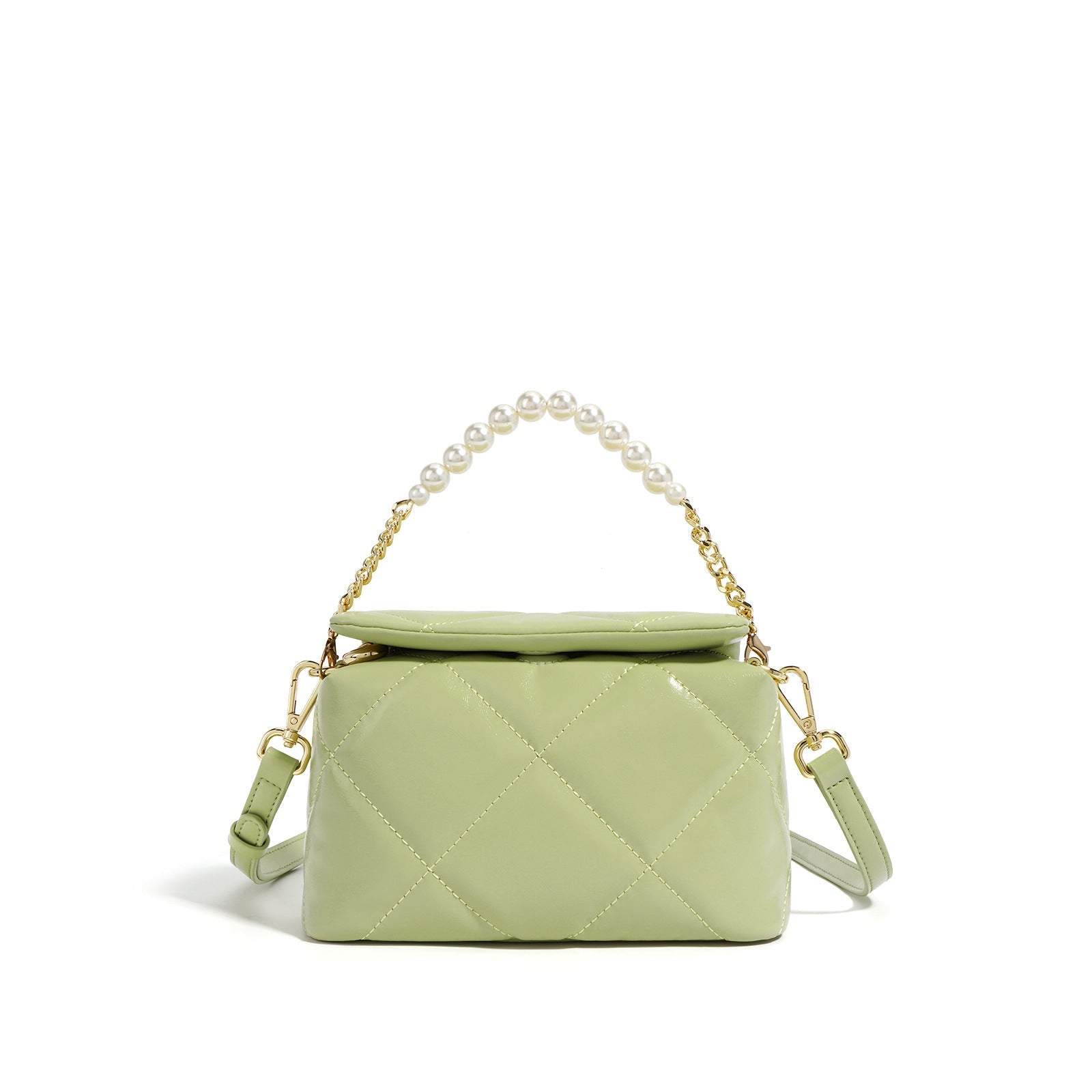 quilted crossbody bag with pearl chain – LIME