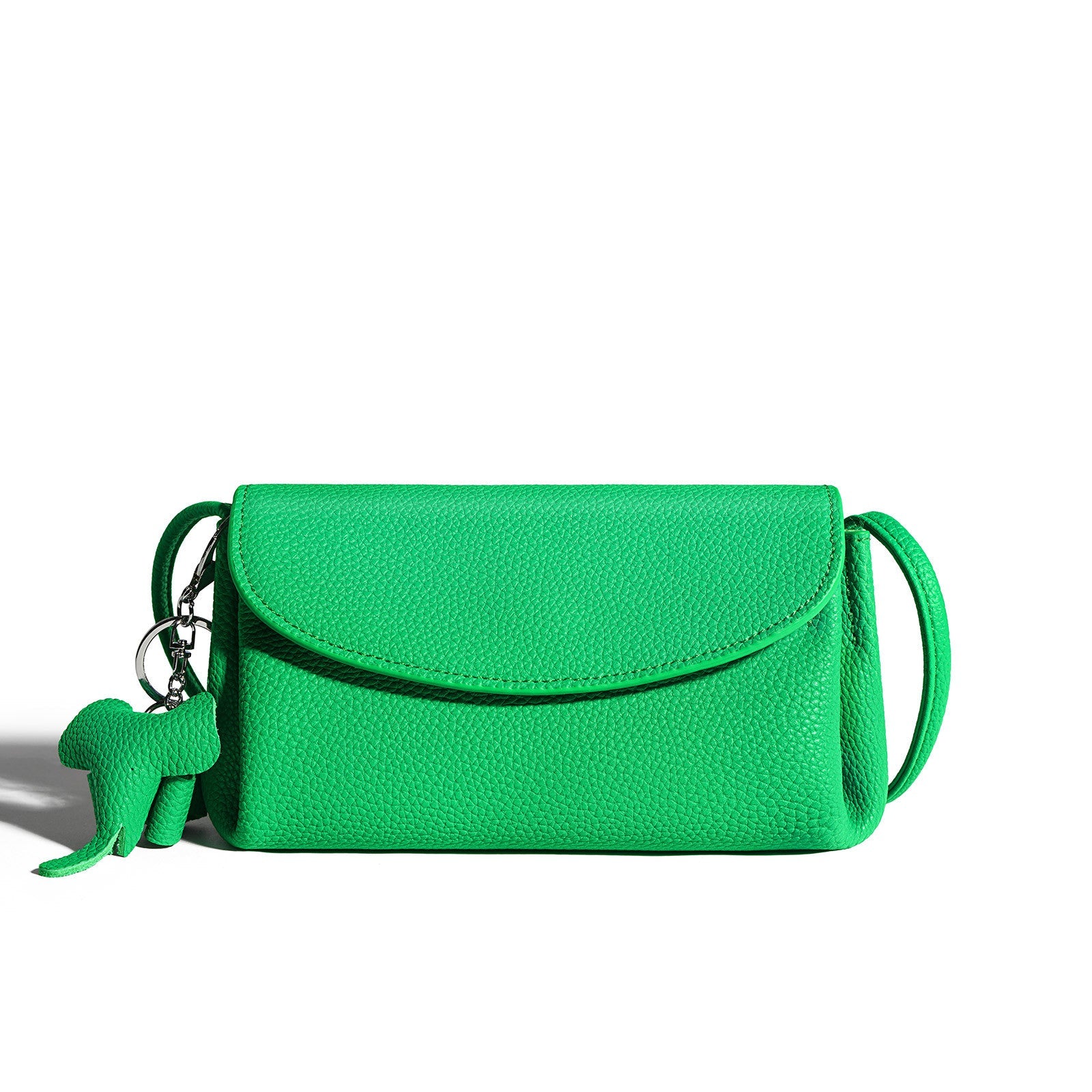 textured flap crossbody bag with elephant charm - NOMA