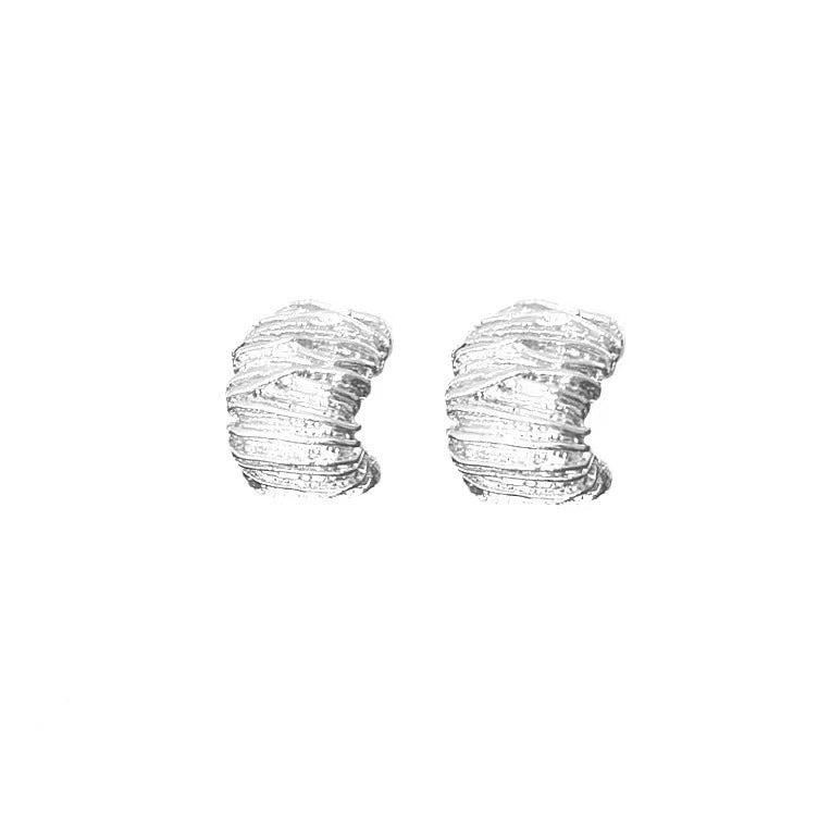 Textured chunky hoop earrings with spiral wrap detail – Volgu