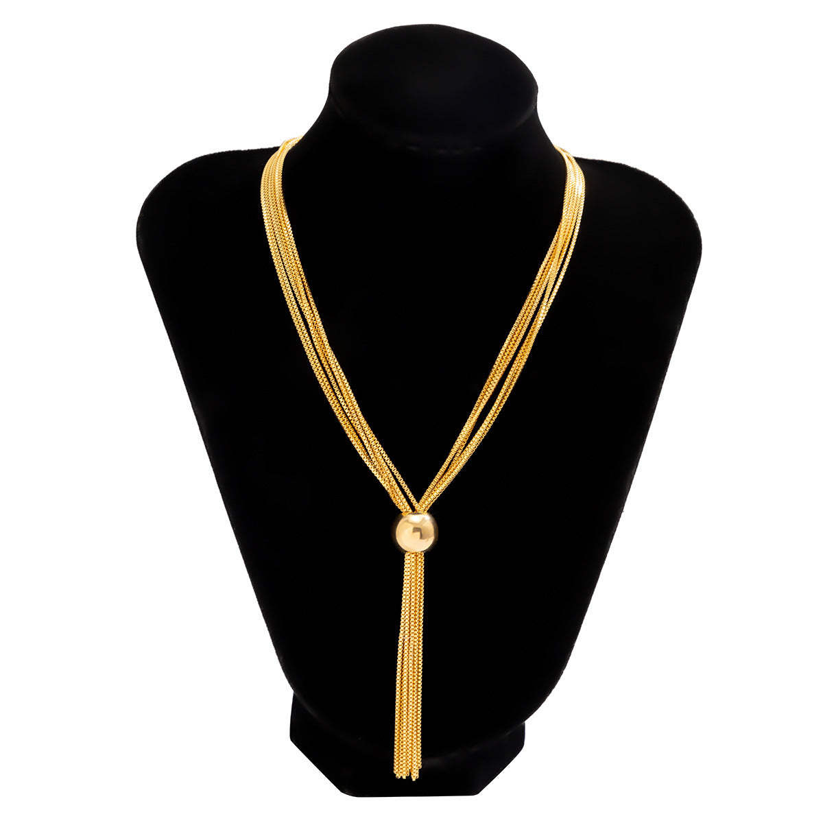 Multi-strand chain necklace with metallic tassel pendant - Olitu