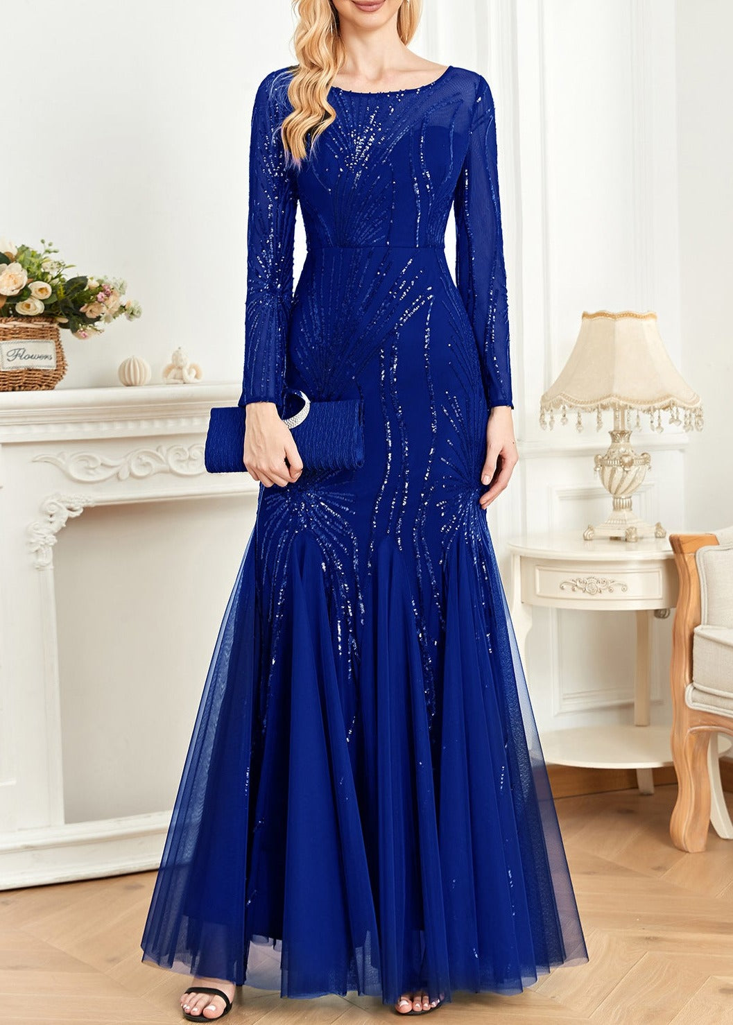 sequined mermaid gown with starburst pattern – Fistwqh