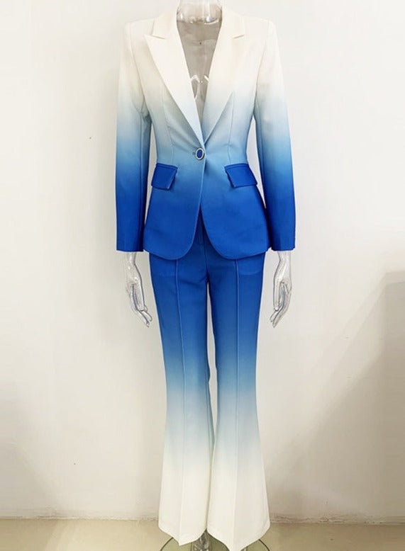gradient tailored pantsuit with single-breasted blazer – Fannanah