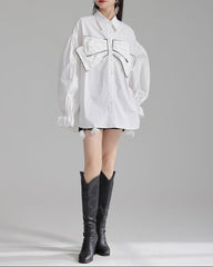 oversized shirt with bow detail and puffed sleeves - Bulji